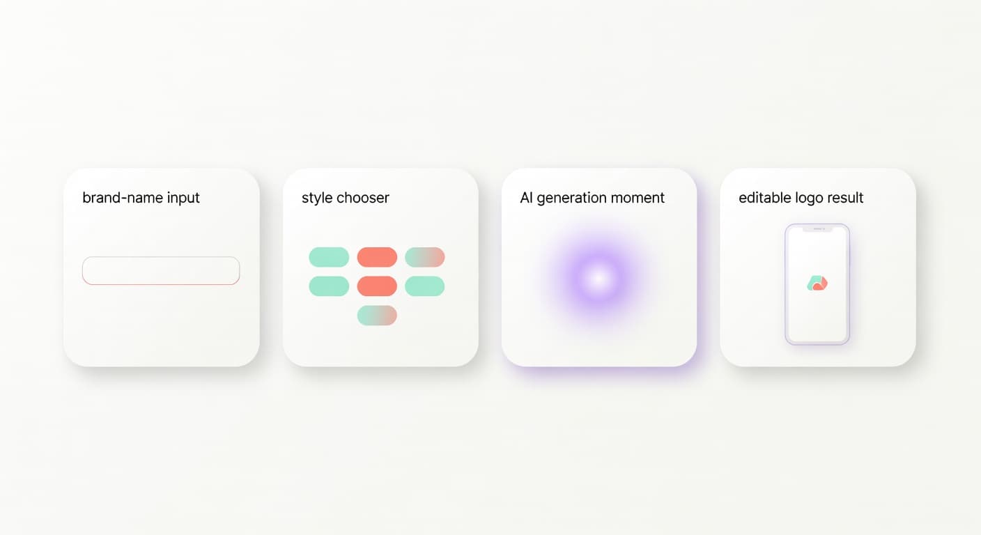 Prompt-to-logo workflow inside the Logify AI logo maker app for iPhone